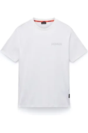 Napapijri Tops, Heren, Wit, M, Katoen, Katoenen T-shirt met korte mouwen