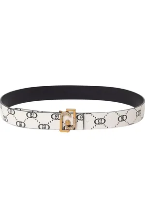 Liu Jo Accessoires, Dames, Veelkleurig, M, Zwarte leren riem met metalen gesp
