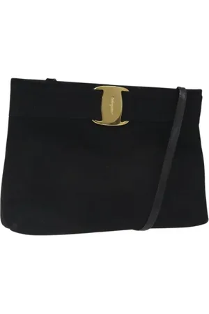 Salvatore Ferragamo Pre-owned, Dames, Zwart, ONE Size, Pre-owned Suede shoulder-bags