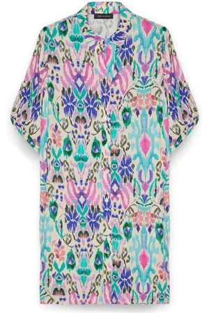 Fiorella rubino Blouses & Shirts, Dames, Veelkleurig, 3Xl, Bedrukte overhemdjurk