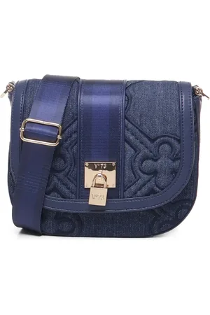 V°73 Tassen, Dames, Blauw, ONE Size, Denim, Denim Iris Schoudertas met Klep
