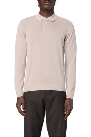 DRUMOHR Truien, Heren, Wit, M, Gebreide Polo Sweater