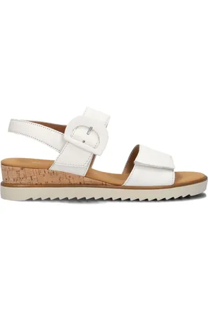 Gabor Schoenen, Dames, Wit, 35 EU, Linnen, Elegante Sleehak Sandalen voor Vrouwen