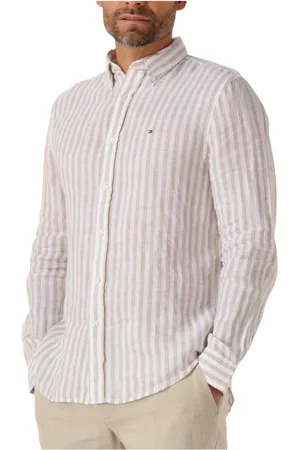 Tommy Hilfiger Overhemden, Heren, , 2Xl, Linnen, Linnen Essential Streep Shirt