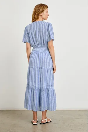 Rails Kleedjes, Dames, Blauw, M, Linnen, Luxe Linnen Riviera Jurk