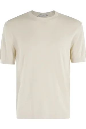 Circolo Tops, Heren, Wit, S, Katoen, Ivoor Katoen Ronde Hals T-Shirt