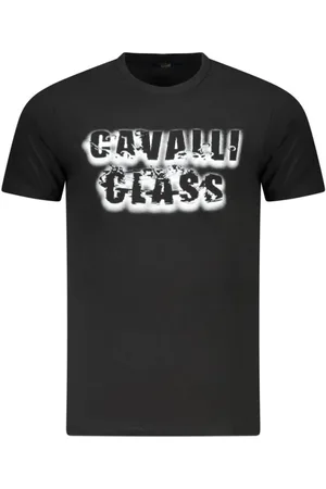 Roberto Cavalli Tops, Heren, Zwart, XL, Katoen, Premium Grafisch T-shirt voor Trendsetters