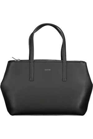 Calvin Klein Tassen, Dames, Zwart, ONE Size, Polyester, Zwarte dameshandtas met verstelbare band
