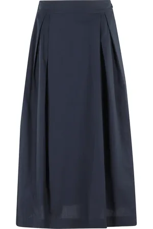 Woolrich Rokken, Dames, Blauw, L, Katoen, Blauwe Midi Rok met Zijrits