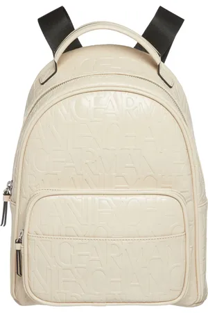 Armani Exchange Tassen, Dames, Wit, ONE Size, Wol, Damesrugzak met All-Over Logoprint