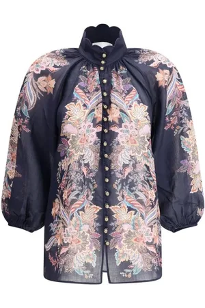 ZIMMERMANN Blouses & Shirts, Dames, Blauw, S, Blouse met Paisley-patroon