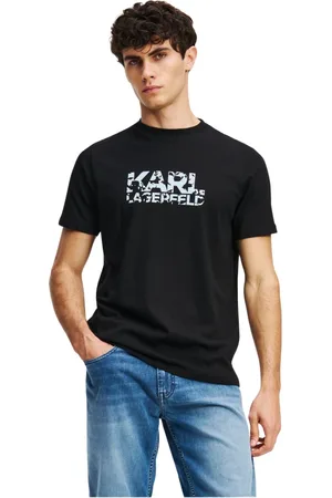 Karl Lagerfeld Tops, Heren, Zwart, 2Xl, Katoen, Katoenen T-shirt met logo ontwerp afbeelding