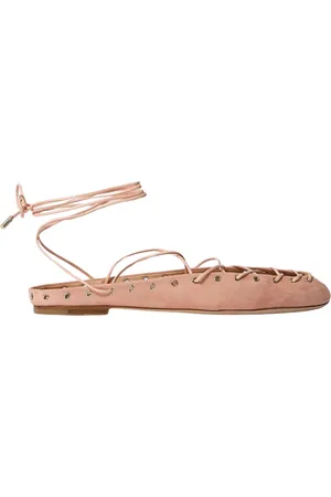 Chloé Schoenen, Dames, Roze, 36 EU, Leer, Suede Lace-Up Ballerina Flats