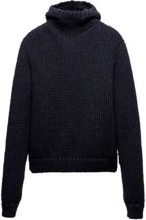 Prada Truien, Heren, Blauw, L, Wol, Wollen Hoodie Heren Italië