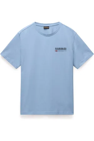 Napapijri Tops, Heren, Blauw, 2Xl, Katoen, Korte Mouw Grafisch T-shirt