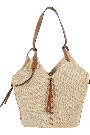 Isabel Marant Tassen, Dames, Bruin, ONE Size, Leer, Raffia Tampa Tas met Cognac Leer