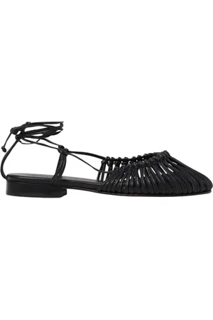 Hereu Schoenen, Dames, Zwart, 38 EU, Zwarte Geknoopte Ballet Flats