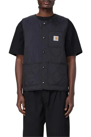 Carhartt Jassen, Heren, Zwart, L, Zwarte Zip-Up Jas met Zakken