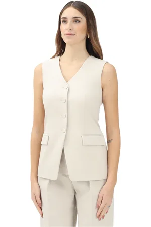 Patrizia Pepe Jassen, Dames, , M, Leer, Getailleerd Vest met Fly Detail