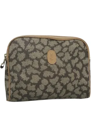 Saint Laurent Pre-owned, Dames, Grijs, ONE Size, Leer, Pre-owned Leather clutches