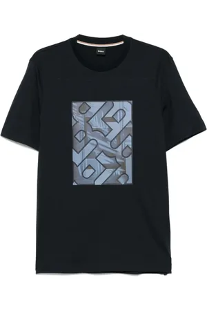 HUGO BOSS Tops, Heren, Blauw, XL, Katoen, Katoenen T-shirt 