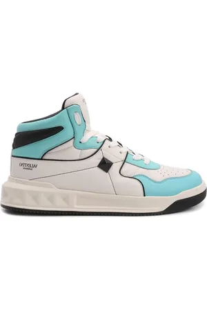 VALENTINO GARAVANI Schoenen, Heren, Veelkleurig, 42 1/2 EU, Leer, Witte Sneakers One-Stud High-Top Schoenen