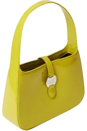 Twin-Set Tassen, Dames, Groen, ONE Size, Leer, Glanzende Hobo Tas met Riem Sluiting