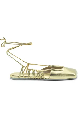 vic matiè Schoenen, Dames, Geel, 39 1/2 EU, Leer, Quadrat gesloten sabot Goud