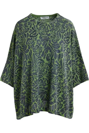Essentiel Antwerp Blouses & Shirts, Dames, Groen, S, Polyester, Bloemen Jacquard Oversized Top