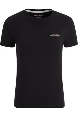 Guess Tops, Dames, Zwart, XS, Katoen, Amerikaanse Traditie Slim Fit Tee