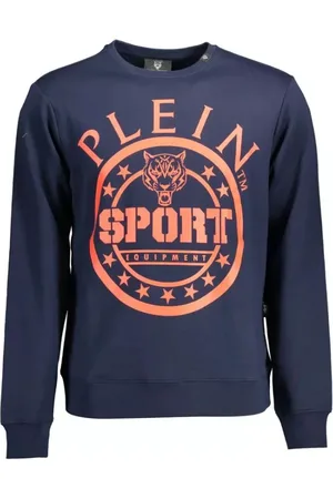 Philipp Plein Sweatshirts & Hoodies, Heren, Blauw, L, Katoen, Blauw Sportief Sweatshirt met Lange Mouwen