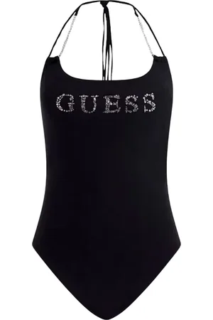 Guess Badkleding, Dames, Zwart, L, Polyester, Logo Badpak met Afneembare Padding