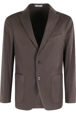 Boglioli Jassen, Heren, Bruin, M, Katoen, Bruine Katoenen Blazer met Revers