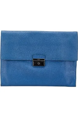 Prada Pre-owned, Dames, Blauw, ONE Size, Leer, Pre-owned Leather clutches