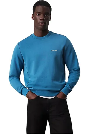 Calvin Klein Sweatshirts & Hoodies, Heren, Blauw, XL, Katoen, Midnight Micro Logo Sweatshirt