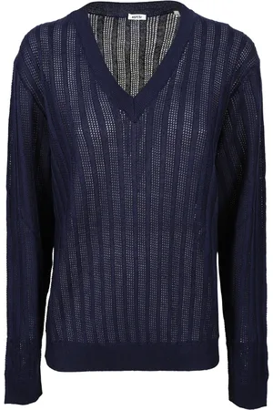 Aspesi Truien, Dames, Blauw, XS, Katoen, Blauwe V-hals Trui