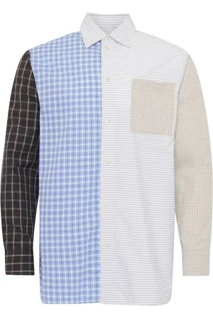 J.W.Anderson Overhemden, Heren, Veelkleurig, S, Katoen, Patchwork Katoen Poplin Overhemd