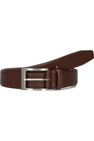 HUGO BOSS Accessoires, Heren, Bruin, 95 CM, Linnen, Stijlvolle herenriem voor de zomer