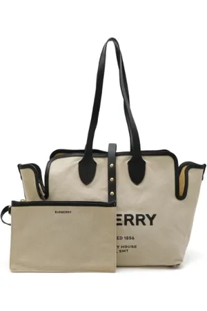 Burberry Pre-owned, Dames, , ONE Size, Leer, Pre-owned Canvas totes