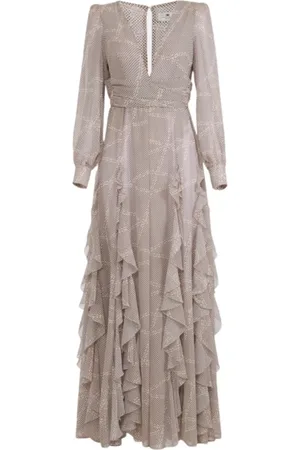 Elisabetta Franchi Kleedjes, Dames, Grijs, L, Stijlvolle Jurken Collectie