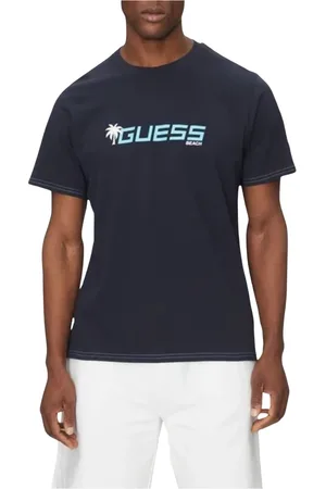 Guess Tops, Heren, Blauw, XL, Katoen, Palm Logo Tee