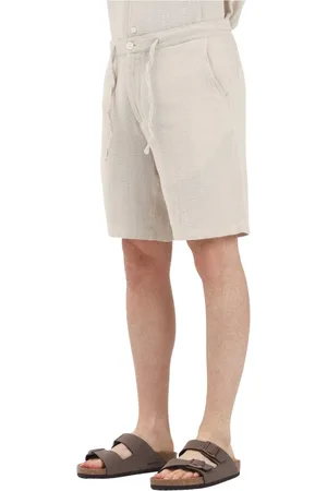 SELECTED Korte broeken, Heren, Grijs, XL, Katoen, Beige Gestreepte Casual Shorts Lente Zomer