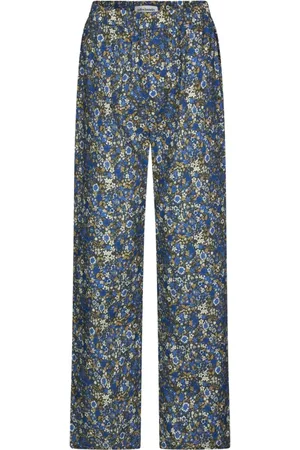 Lollys Laundry Broeken, Dames, Veelkleurig, XL, Blauwe All-Over Print Elastische Taille Broek