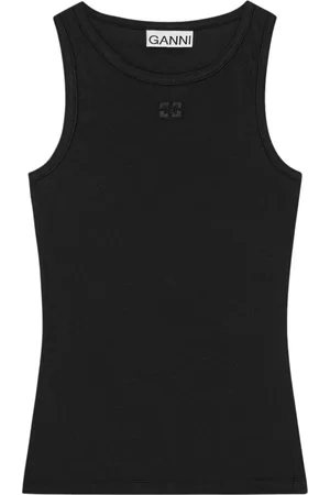 Ganni Tops, Dames, Zwart, XS, Zwarte Top voor Vrouwen