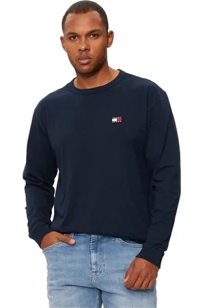 Tommy Hilfiger Sweatshirts & Hoodies, Heren, Blauw, L, Katoen, Blauw Langemouw Katoenen T-shirt