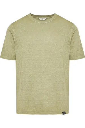 Gran Sasso Tops, Heren, Groen, 2Xl, Linnen, Linnen T-shirt Made in Italy