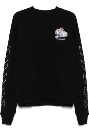 OFF-WHITE Sweatshirts & Hoodies, Heren, Zwart, S, Katoen, Zwart Logo Sweatshirt met Ronde Hals