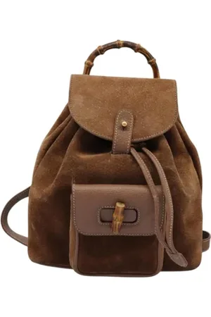 Gucci Pre-owned, Dames, Bruin, ONE Size, Suède, Pre-owned Suede backpacks
