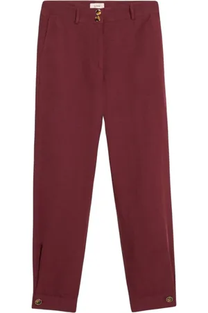 Oltre Broeken, Dames, Rood, S, Linnen, Baggy broek in linnen/viscose