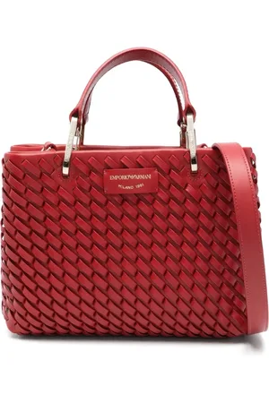 Emporio Armani Tassen, Dames, Rood, ONE Size, Leer, Chique Rode Leren Schoudertas